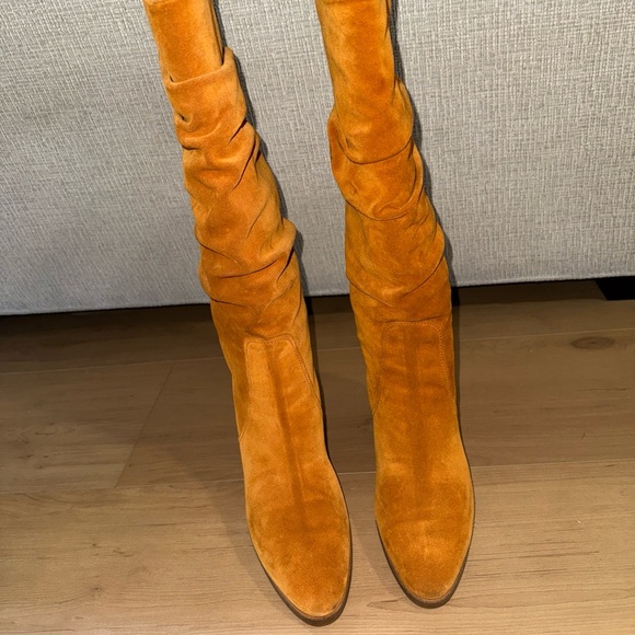 Salvatore Ferragamo orange Suede Wedge Boots - Picture 2 of 7